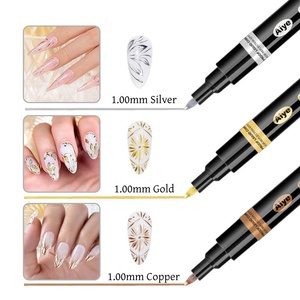 ปากกาเพ้นท์โครเมี่ยมสูตรน้ำ สีทองเข้มประกายเมทัลลิก ปากกาเมทัลลิกแบบปฏิกิริยา ให้ผิวเงาแบบกระจก สำหรับตกแต่งเล็บ วาดภาพ DIY - Product Image 3