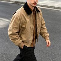 Veste de travail en toile épaisse de style rétro, décontractée et matelassée avec fermeture éclair