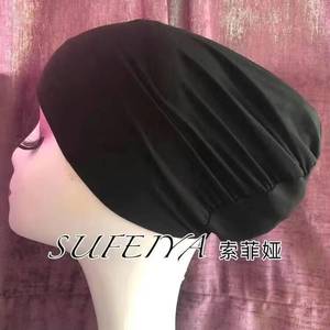 Sous-bonnet élastique uni, nouveau sous-bonnet musulman ethnique réglable avec lacets, couleur unie - Product Image 4