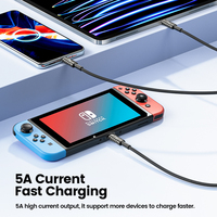 Câble de charge USB C Toocki PD 100W à connecteur en alliage de zinc haute vitesse avec indicateur lumineux intelligent, cordon de données Type C pour la charge au bureau