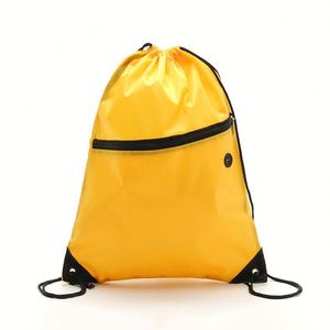 210D Custom Waterproof Polyester <b>Drawstring</b> Sports <b>Backpack</b> with Pocket and Zipper for Storage and Sports Gear Shopping Bags - Product Image 1
