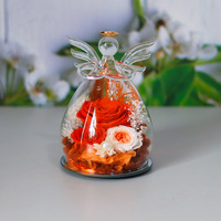 Source Nouveau Produit Élégant Grand Ange Couverture en Verre Rose pour Graduation Saint Valentin Cadeau de Noël avec Finition Fleur Éternelle