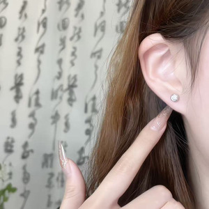 Pendientes de Oro Blanco de 18K con Diamantes Cultivados en Laboratorio, Corte Redondo, de Moda, Económicos, Tipo Stud, Ear Cuff, Colgantes, de <span class=keywords><strong>Aro</strong></span>, con Clip, Huggie, Moissanita - Product Image 4