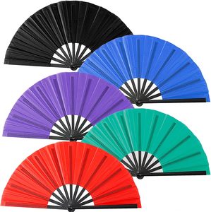 Custom 33cm Personalized Large Colorful Plastic Folding Hand <b>Fan</b> Kung Fu <b>Rave</b> Clack <b>Fans</b> for Men/Women Festival Dance Gifts - Product Image 1