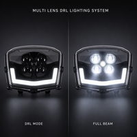 Phare de moto Z04 5 LED avec lentille DRL en forme de U, projecteur fumé, lampe avant pour moto et scooter – Amélioration