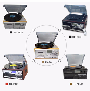 빈티지 레트로 홈 스테레오 플레이어 CD LP 비닐 그래모폰 카세트 턴테이블 MDF+PVC 부품 USB 출력 1년 보증 - Product Image 3