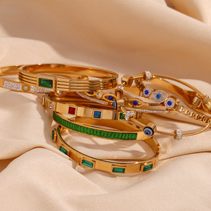 Brazalete de Cadena de Acero Inoxidable 316L con Cuentas de Circonio y Baño de Oro de 18k, Diseño Geométrico, Joyería de Moda para Mujer 2026, Ideal para Fiestas - Product Image 6