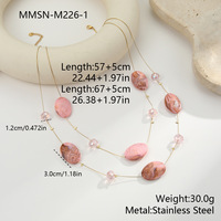 Collier multi-brins en perles de résine marbrée, perles flottantes graduées, chaîne dorée, bijoux de vacances à la plage pour femmes