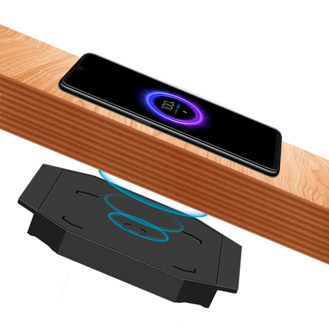 Embedded Invisible Electric Wireless Charger Under Desk 10W OTP Hidden Charging Station for Bar Restaurant Coffee Shop Office