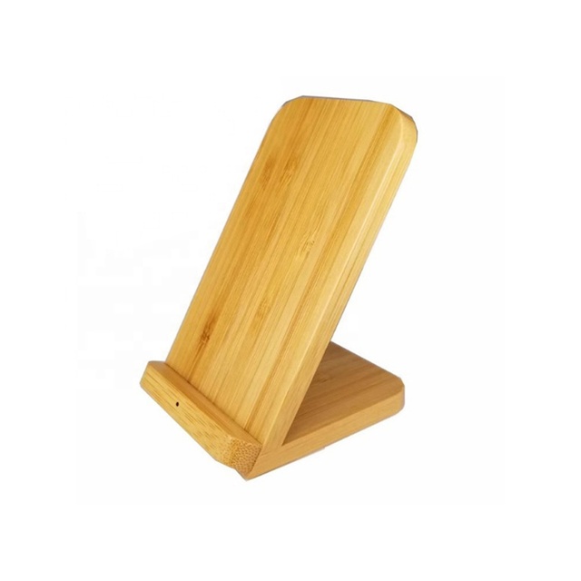 Custom Logo 10W Wireless Bamboo Charger Stand for Samsung Note 8 S7 S8 iPhone 8/Plus/X with Microphone Use