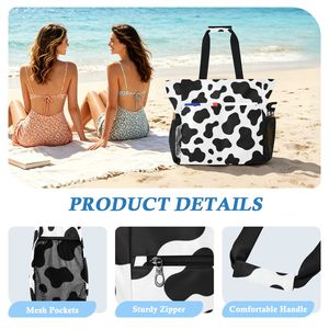 Bolso de Playa con Estampado de Vaca para Mujer, con Correa, Bolso de Hombro Personalizado con Bolsa a Juego para Vacaciones de Verano - Product Image 5