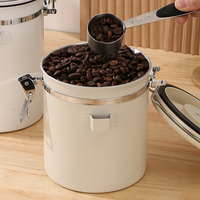 Boîte de conservation hermétique pour café en acier inoxydable avec valve unidirectionnelle, marqueur de date et cuillère pour grains, thé, sucre, farine