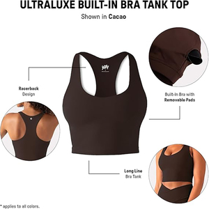 Sujetador deportivo de nailon y elastano de alto brillo FH Premium, top de yoga ultra lujoso elástico en 4 direcciones, chaleco de gimnasio con logo personalizado y sensación de segunda piel - Product Image 4