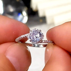 Anello di Diamanti F758 con Taglio Brillante Rotondo, Diamante Naturale, Classico Anello di Fidanzamento, Gioielli da Donna - Product Image 4