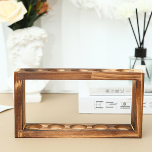 Support en bois pour tubes à essai, double couche, pour huiles essentielles, étagère de rangement, style moderne et simple - Product Image 1