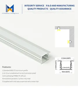 Op Maat Gemaakte Serie Geëxtrudeerd Aluminium Profiel Led Aluminium Voor Verzonken Led Aluminium Strip Profiel