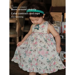 Personalizzato di alta qualità 100% cotone bambini modello estivo <span class=keywords><strong>vestito</strong></span> fiori abito senza maniche bambine abiti floreali - Product Image 2