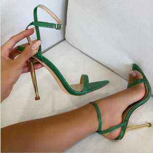 Sandalias de Tacón Alto Metálicas para Mujer, Diseño de Plataforma con Punta Abierta Antideslizante, para Uso en Exteriores en Primavera/Verano 2025 - Product Image 2