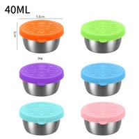 Gobelet à condiments en acier inoxydable de qualité alimentaire avec couvercle en silicone sans BPA, récipient anti-fuite pour vinaigrette, sauce, repas et aliments pour bébé