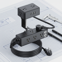 Multiprise de bureau double couche US avec 4 ports USB à charge rapide, fixation rotative pour bureau