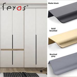 Feyas recommandé Xiaohongshu armoire moderne en acier inoxydable poignée Invisible noir étendu Simple porte d'armoire salon - Product Image 2