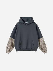 Sudadera con Capucha Extra Grande para Hombre con Mangas con Estampado de Mármol, Sudadera Informal de Algodón Francés para Otoño - Product Image 1
