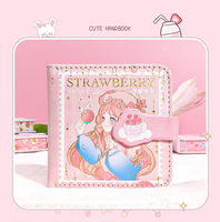 Livre à main en PU rose pour filles Cahier Kawaii A7 Planificateur de voyage mignon Journal coloré Journal de poche portable Cahier mémo Steno