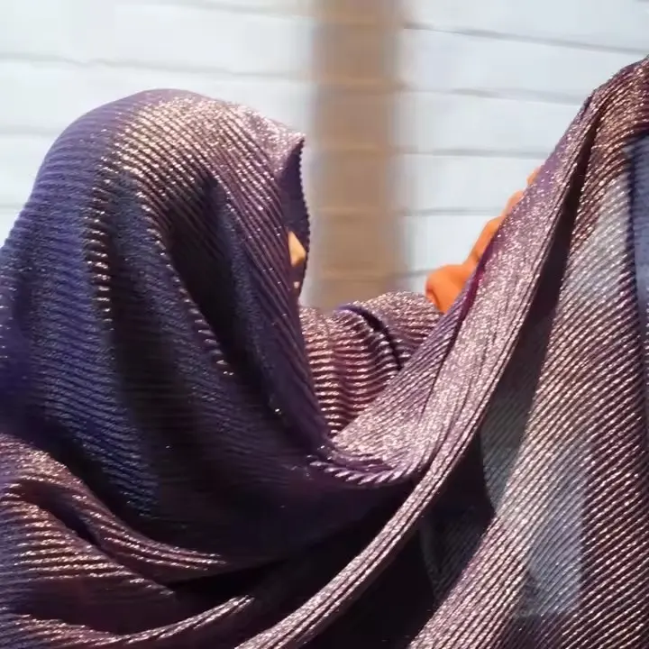 Fashions custom shimmer cotton scarf crinkle glitter hijab tassels pleated shawl veils for muslim women 2024