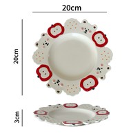 Céramique Adorable Assiette à dîner Girly peinte à la main Plat en céramique souple Conception de fruits de dessin animé Assiette en céramique personnalisée