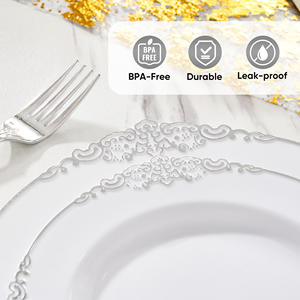 Ensemble de vaisselle jetable en PET de 350 pièces, kit complet de vaisselle, assiettes, gobelets, couverts, serviettes, sans BPA, écologique, micro-ondable, pour les fêtes - Product Image 3