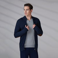 Logo personnalisé OEM ODM, vêtements en tricot haut de gamme, cardigan pour homme, hiver, décontracté, manches longues, fermeture éclair sur le devant, cachemire, pulls pour homme