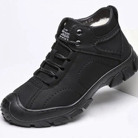 Bottes de Neige Montantes d'Extérieur pour Homme, Nouveau Style d'Hiver Chaussures en Coton avec Doublure en Polaire Imperméable, Style Décontracté pour la Marche