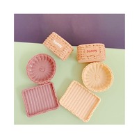 100 pièces DIY Miniature Maison de poupée Panier à pain de simulation Petit plateau en bambou Modèle pour accessoires de décoration de jardin féerique et de poupées