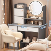 Chaise moderne en verre pour chambre à coucher de fille Coiffeuse de salle de maquillage avec miroir à led et tiroir lumineux Coiffeuse pour chambre à coucher