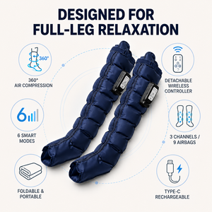 Massaggiatore per Gambe a Compressione d'Aria Indossabile, Macchina per Massaggi Ricaricabile USB per Cosce, Ginocchia, Polpacci e Piedi - Product Image 5