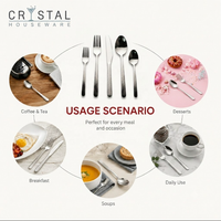 CYRSTAL Ensemble de couverts martelés populaires en acier inoxydable argenté haut de gamme pour la décoration de table de mariage