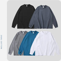 T-shirt en coton épais à col rond et manches longues pour hommes et femmes, personnalisable avec logo, décontracté, basique, respirant, léger et doux, vente en gros