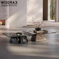 WISEMAX FURNITURE Italie, mobilier de salon minimaliste, ensemble de table basse en verre, table centrale carrée créative pour la maison, la villa