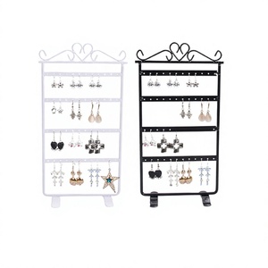 Set Of 2 Iron Black And White Earring Stand Holder Fabulous Design Customized Shape Earring Holder For Home Decor - Product Image 1