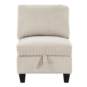 Modern Living Room Furniture Beige Armless <b>Chair</b> <b>with</b> <b>Storage</b> Corduroy Fabric Upholstery 1pc Modular Armless <b>Chair</b> - Product Image 2