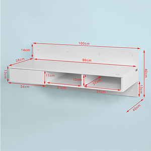 Wall Mounted <strong>Floating</strong> <strong>Desk</strong> in White - Product Image 1