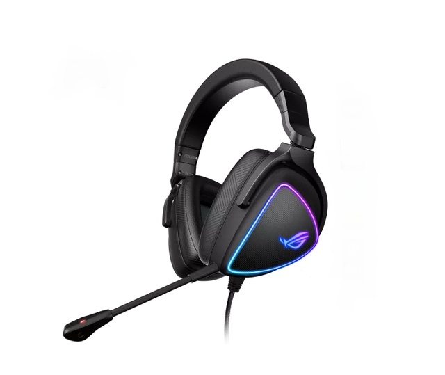 R-O-G Delta S Gaming Headphones with Aura Sync RGB Lighting Soundwave Effect Dynamic Driver ENC Noise Cancellation Hi-Fi Sound