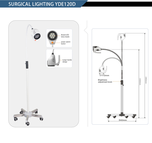 Lampe d'examen LED à col <span class=keywords><strong>de</strong></span> cygne sur pied mobile, lumière froide, intensité réglable, pour gynécologie, obstétrique, salle d'opération - Product Image 2
