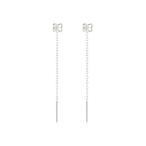 Boucles d'oreilles clous en argent sterling S925 coréen, motif cœur creux et papillon, pour filles - Product Image 4