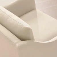 Fauteuil moderne en tissu beige crème pour salon, mobilier contemporain minimaliste, fauteuil lounge avec housse amovible et lavable