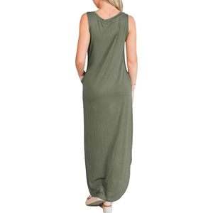 Robe longue d'été pour femme, sans manches, décontractée, col rond, pour la plage et les vacances, en tissu tissé respirant - Product Image 6