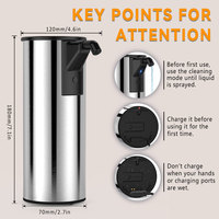 Distributeur de savon automatique sans contact en acier inoxydable, ensemble de pompes 350 ml (12 oz), chargement magnétique, 4 niveaux réglables pour cuisine et salle de bain