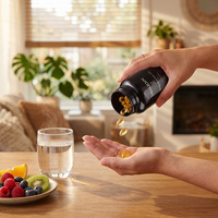 Bouteille de complément alimentaire en PET avec logo personnalisé, 175 ml, 180 ml, 200 ml, noire opaque, transparente, en plastique, avec bouchon à vis pour capsules de vitamines