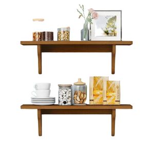 <strong>Dark</strong> <strong>Wood</strong> Wooden Floating <strong>Shelves</strong> for Wall Set - Product Image 5