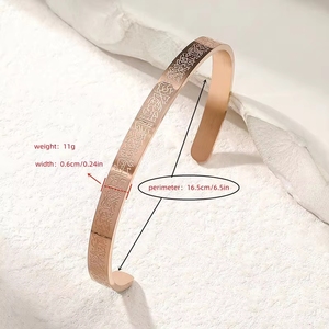 Bracelets de mode en acier inoxydable 316 plaqué or avec gravure Ayatul <span class=keywords><strong>Kursi</strong></span> Allah, bijoux coraniques pour femmes - Product Image 2